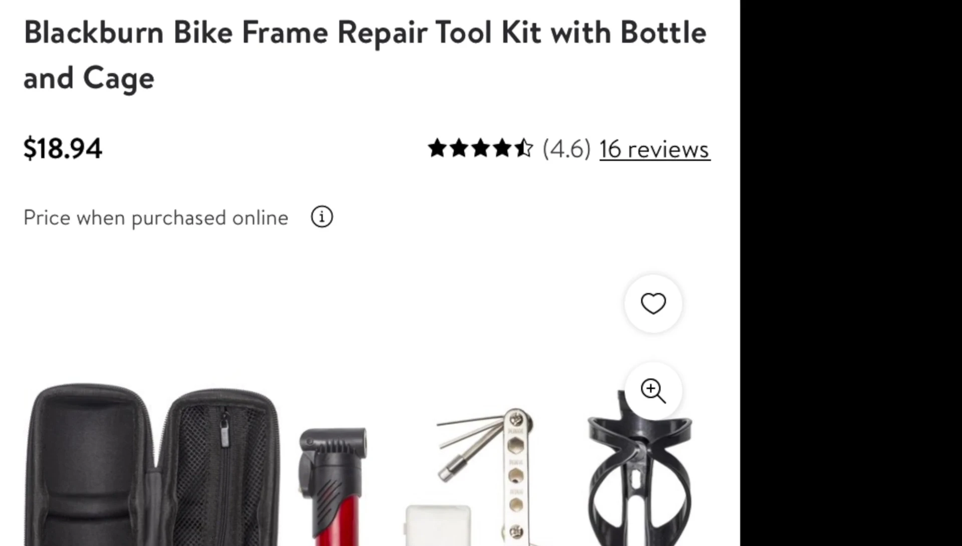 Screenshot of the high Walmart rating for the product