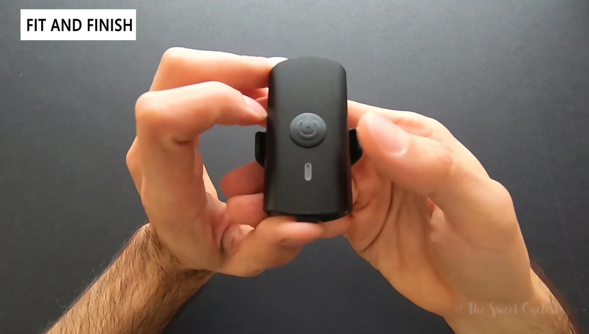 Close-up of the single button