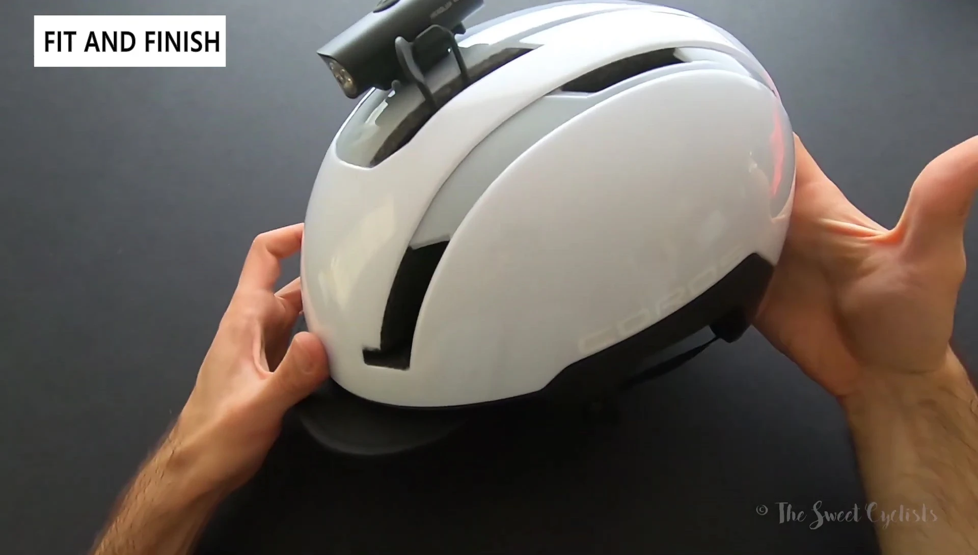 Headlux mounted on a helmet