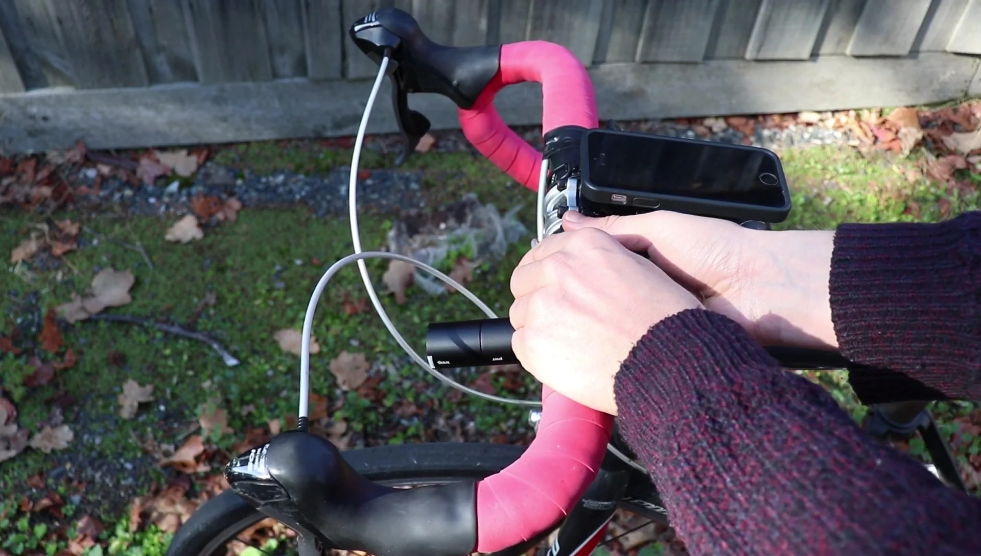 The light mounted on the bike