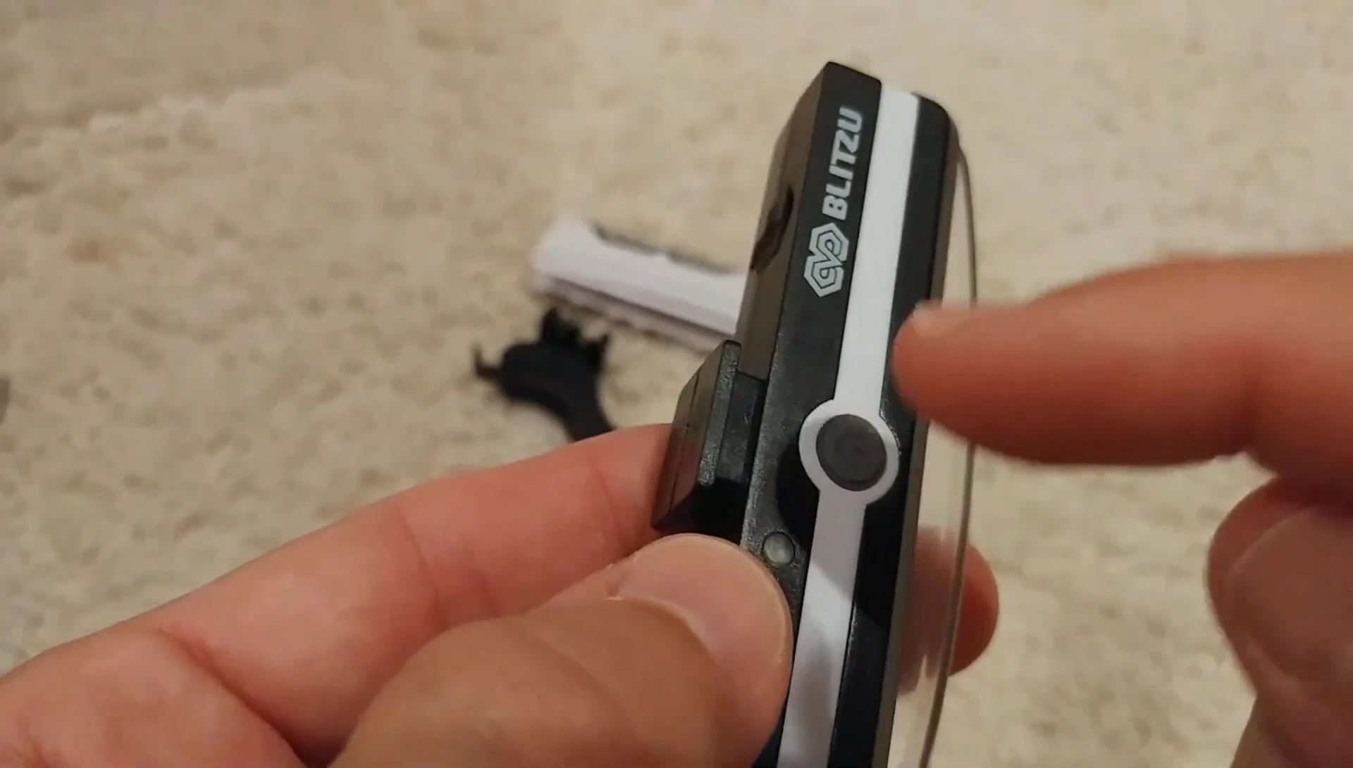 Close-up of the button, the component that failed on the previous unit.