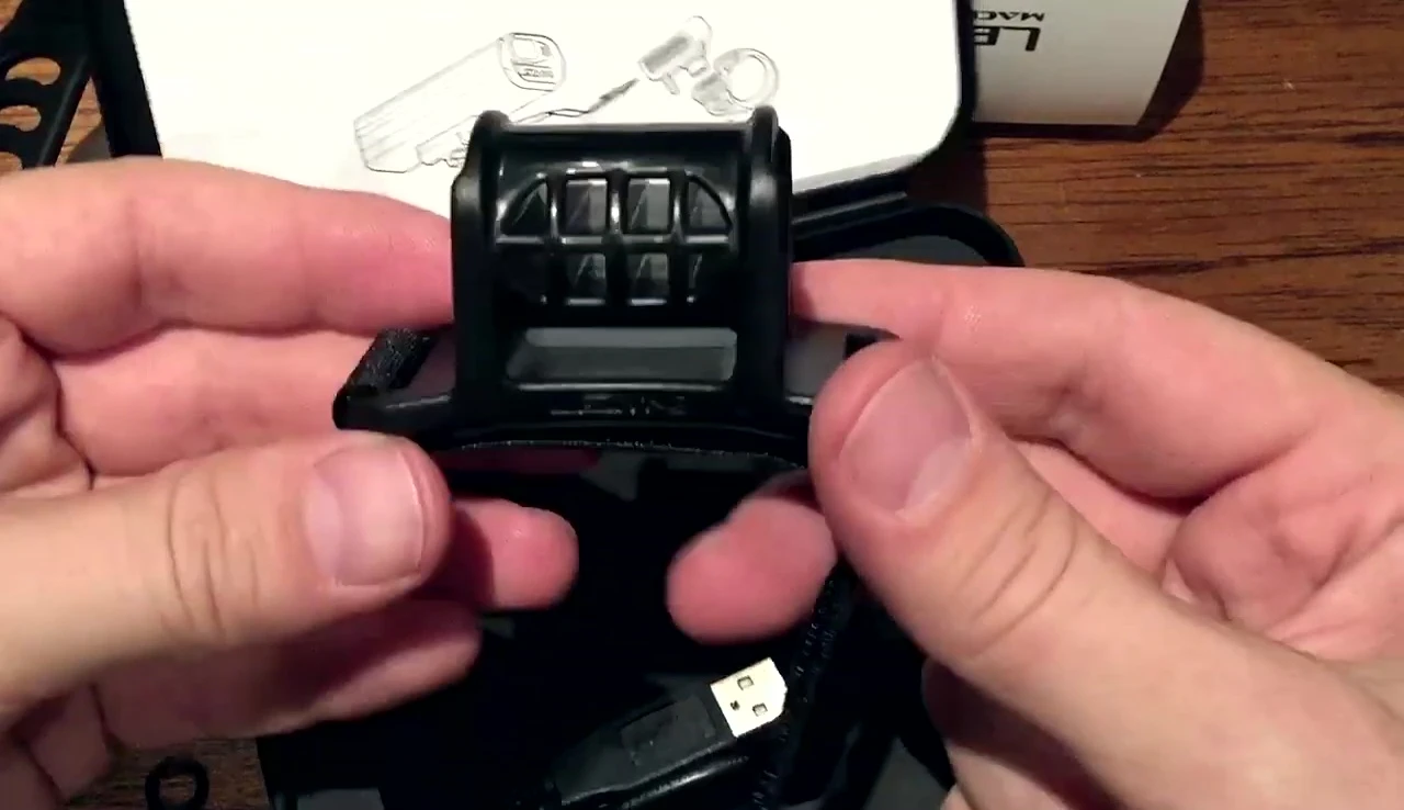 The helmet mount with the light attached