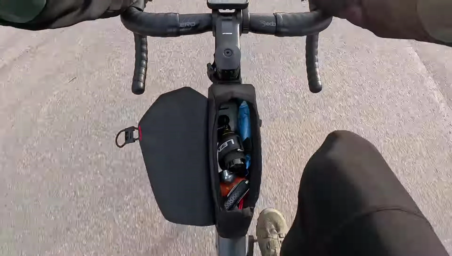 The flap interfering with leg movement demonstrated
