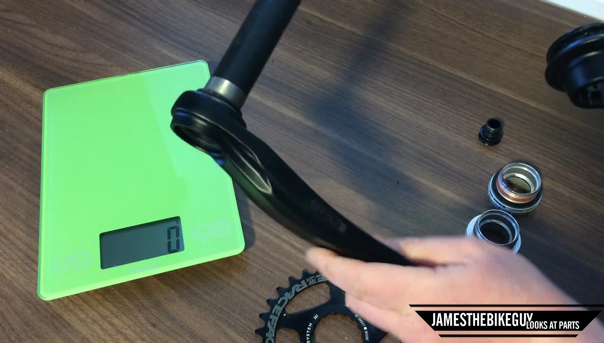 Weighing the non-drive side crank arm.