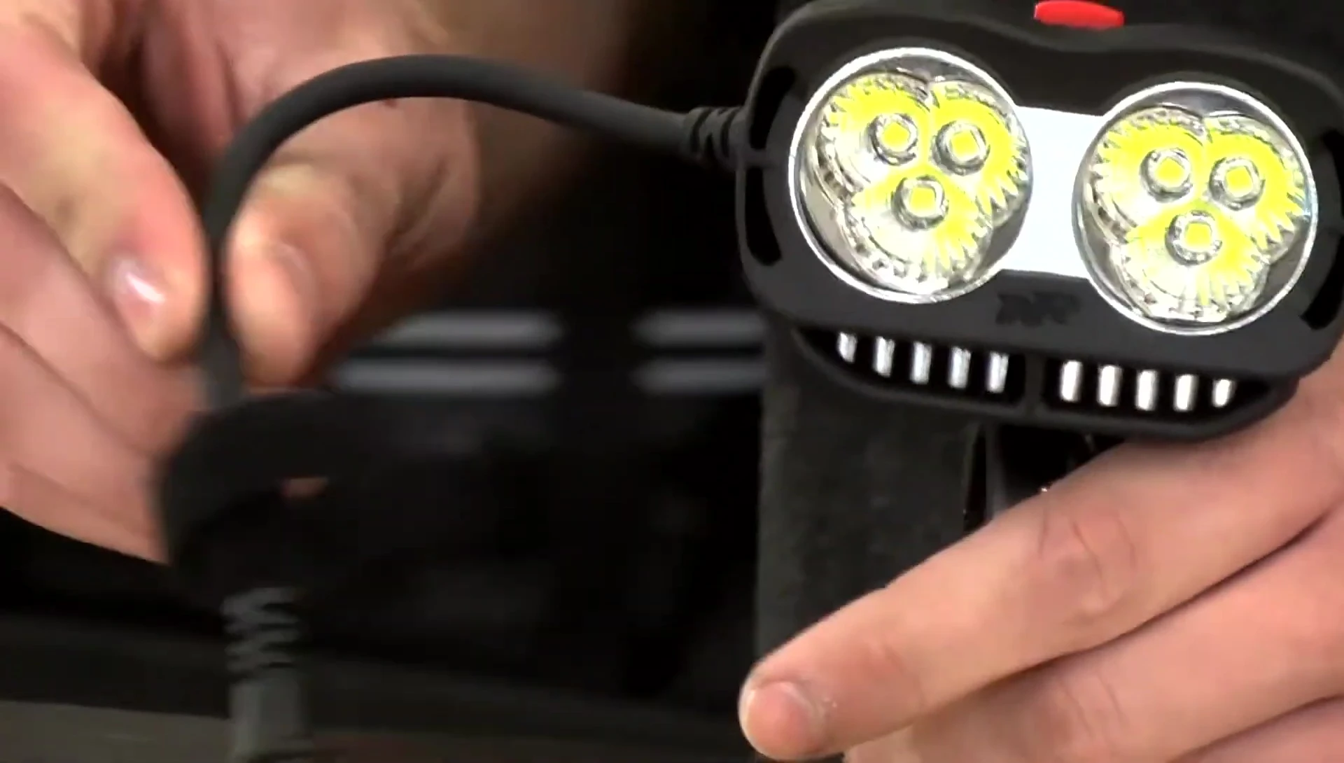 Close-up of the waterproof connectors.