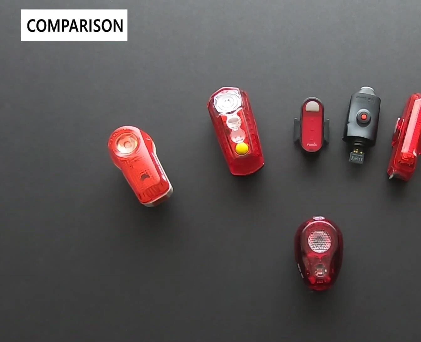 Comparison shot of various taillights.
