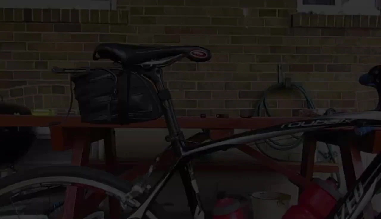 The Superflash Turbo mounted on a bike seat post using the included bracket.