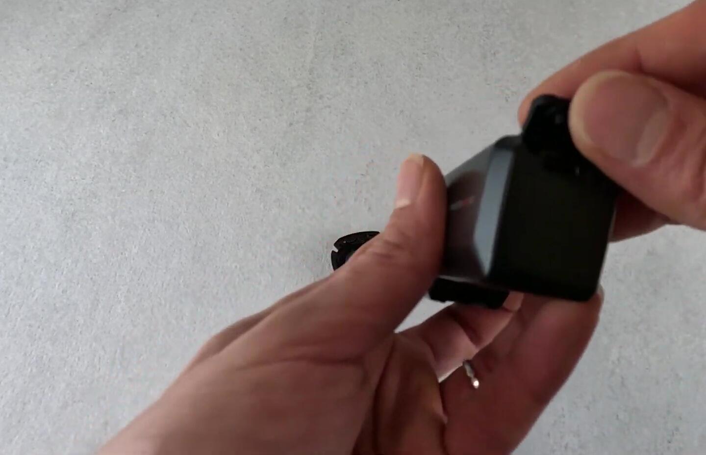 Rear of the headlight showing the battery and USB-C port