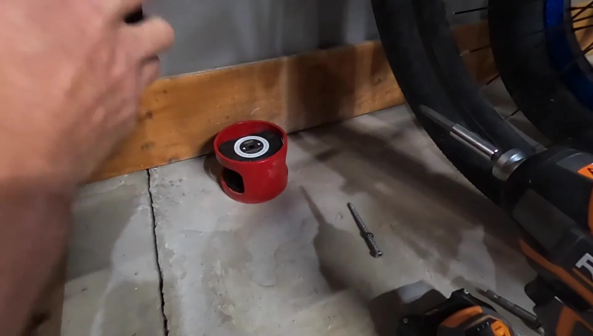 The Hiplok ANKR securely mounted and ready for use.