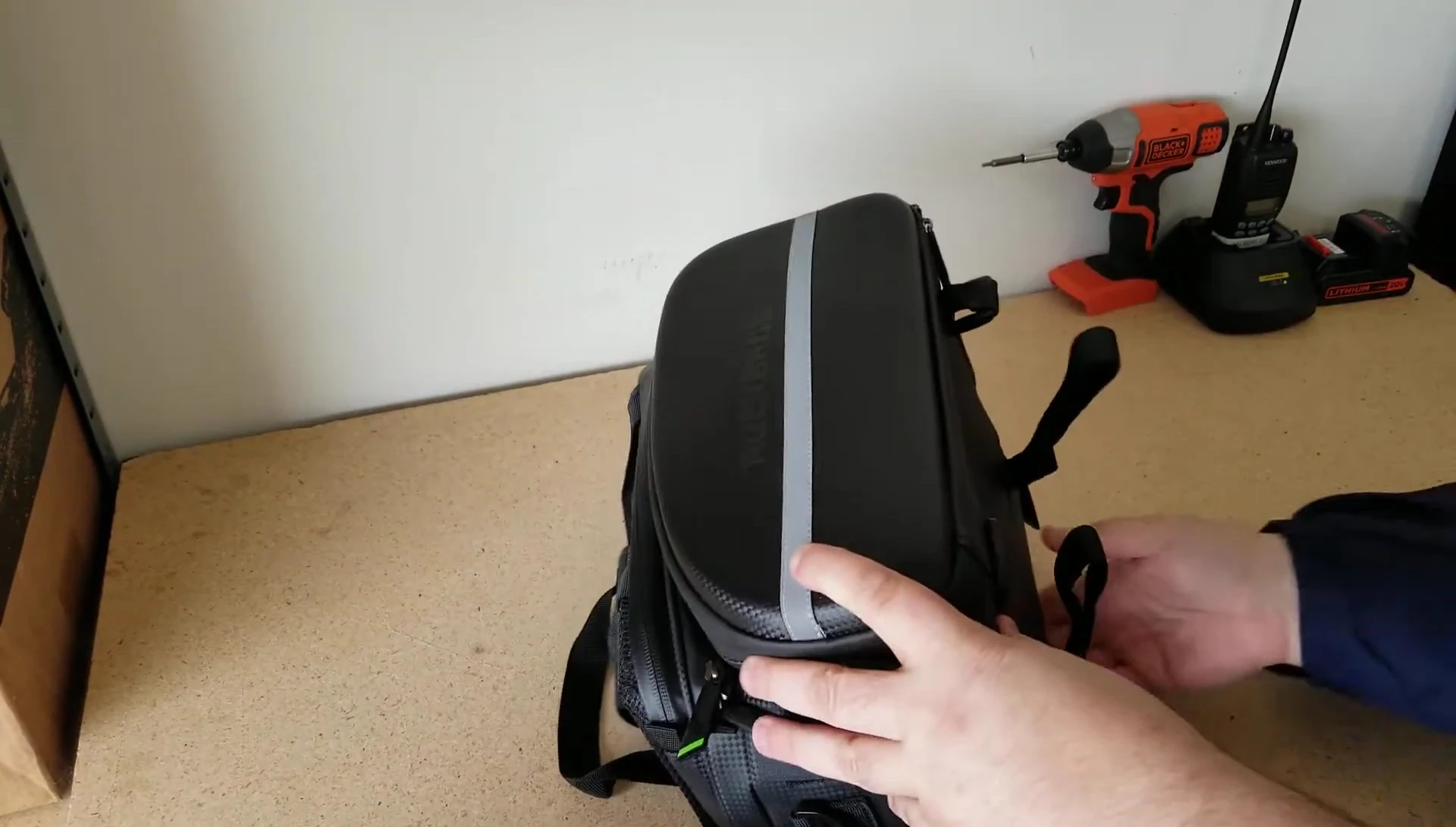 The velcro straps for attaching to the bike rack