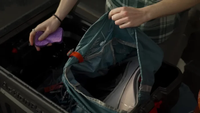 Wipe out the interior with a sponge. Use soap only if needed for spills.