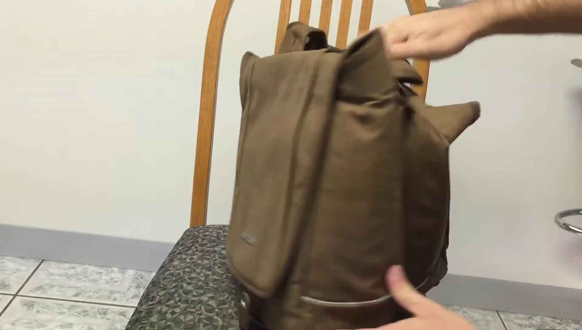 Showing the reflective strips on the bag