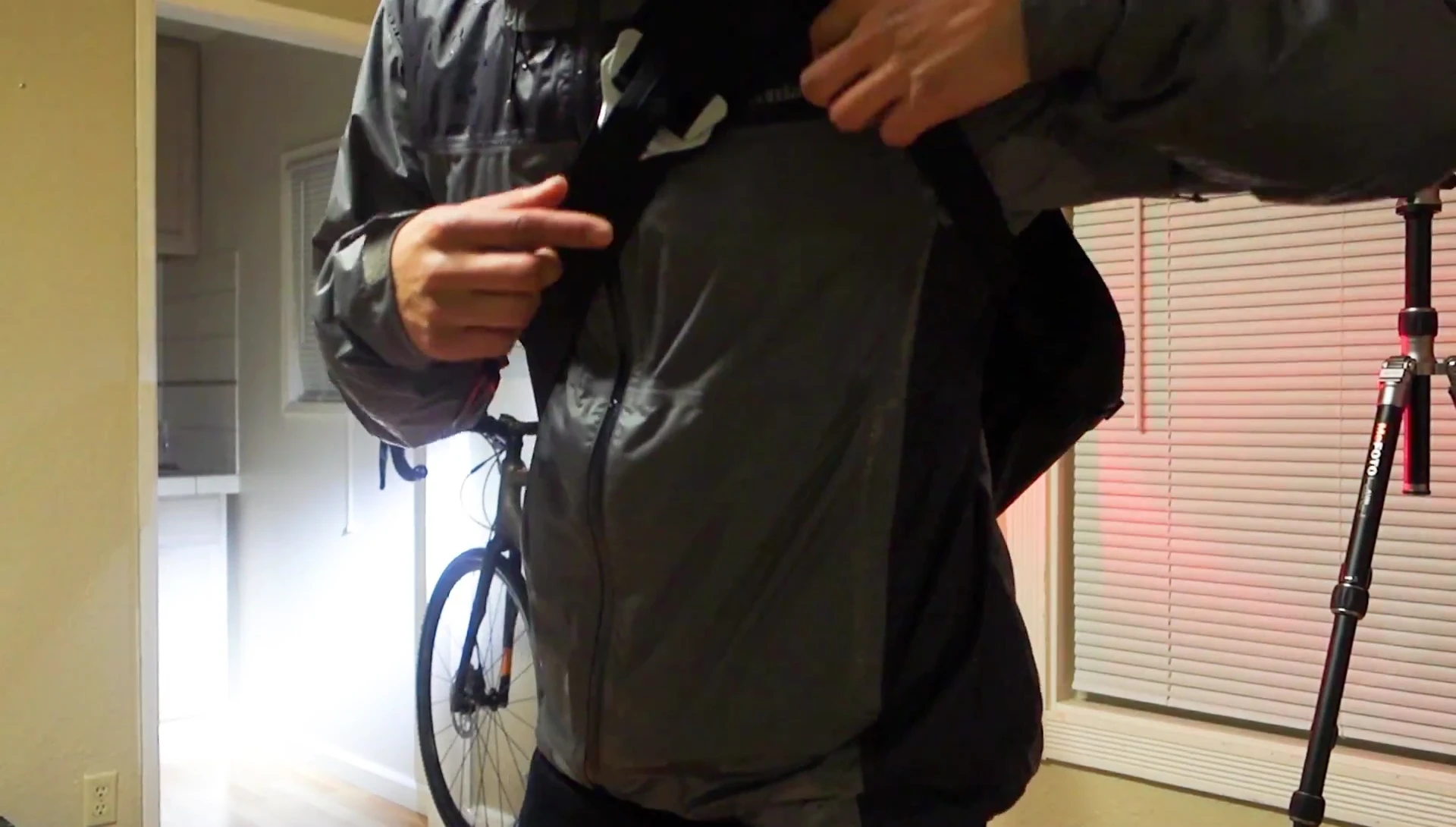 Close-up view of the bag's shoulder straps and buckles