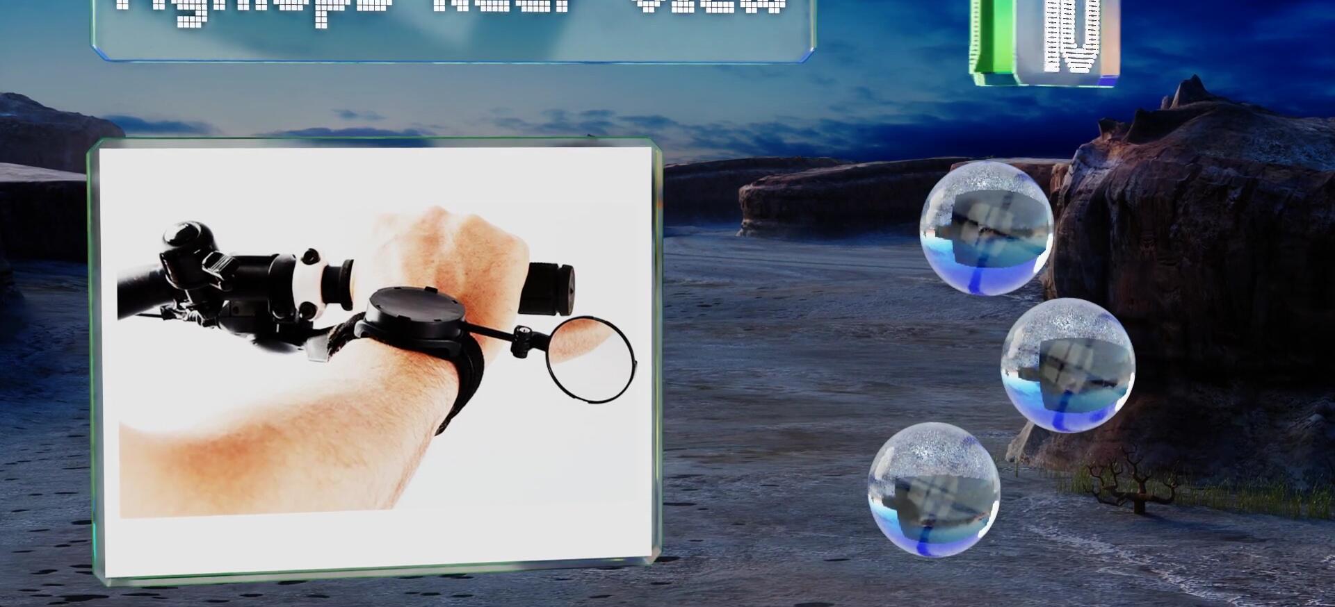 Person demonstrating the MyClox mirror's wrist mount