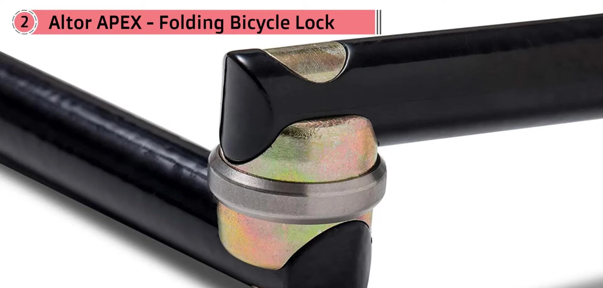 The Alter Apex Folding Lock mounted on a bike