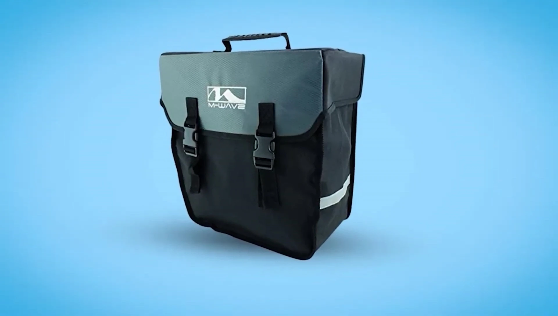 The top pannier of the M-Wave set shown as a backpack
