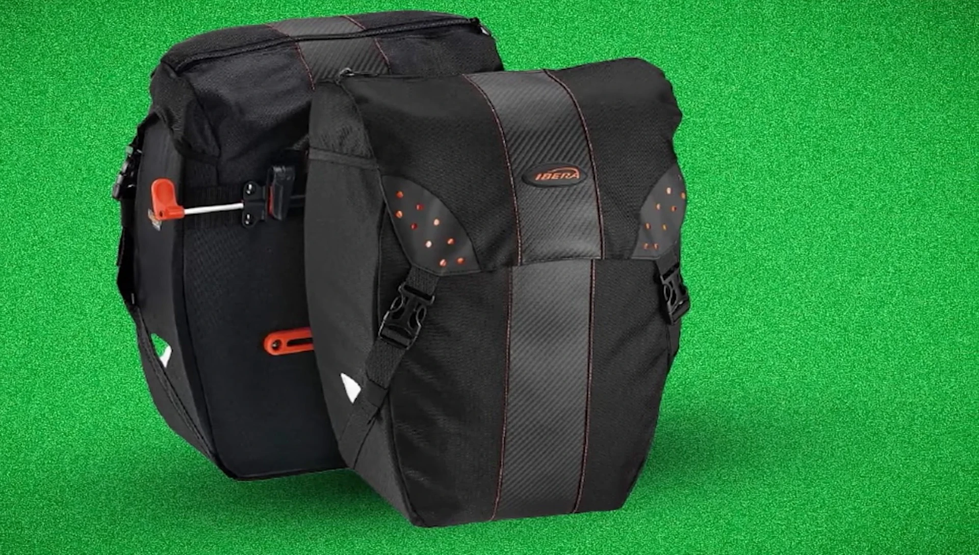 Close-up on the IBERA pannier's adjustable strap system