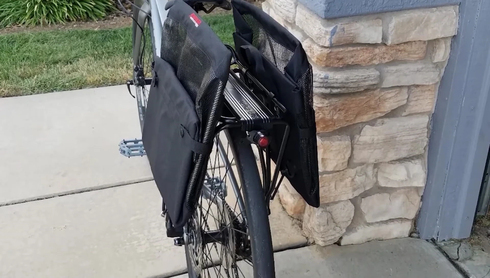 Bushwacker Panniers filled with grocery bags