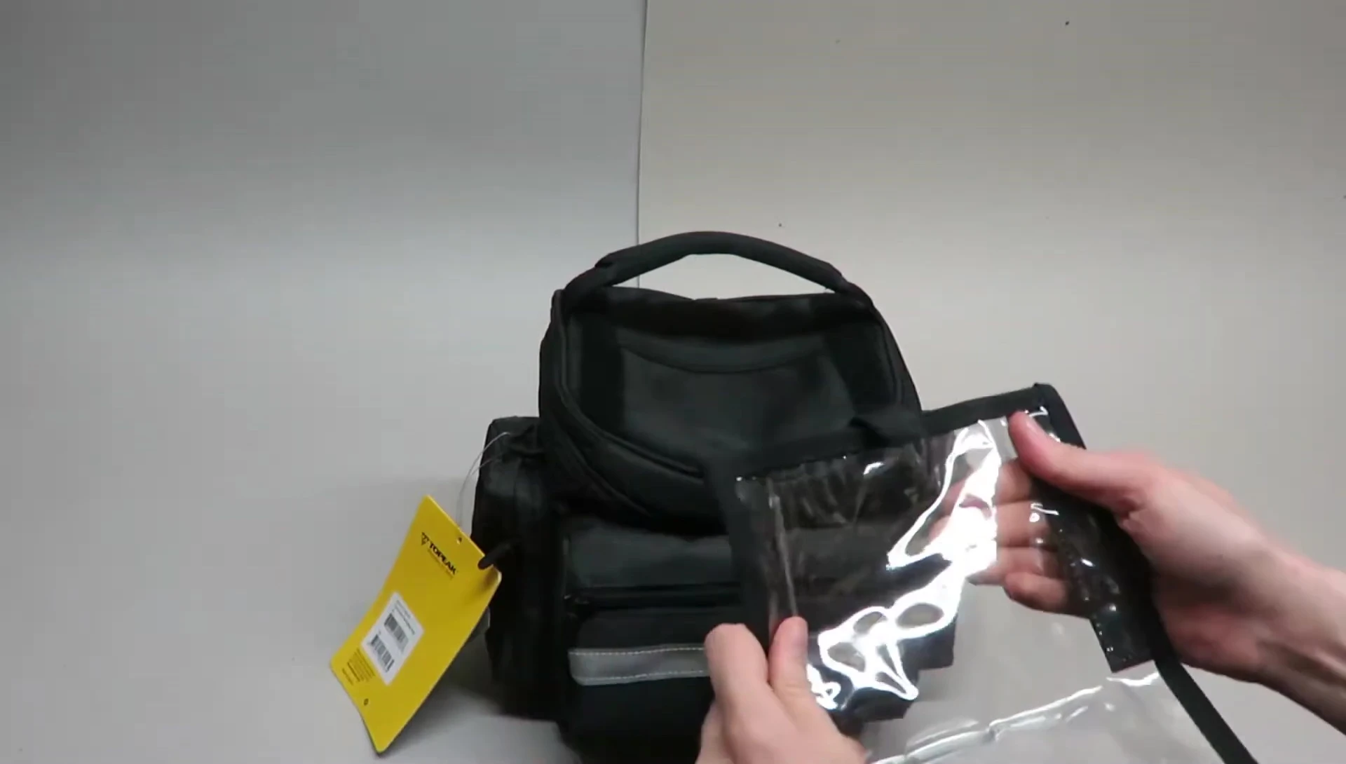 Tablet and smartphone inside the top compartment