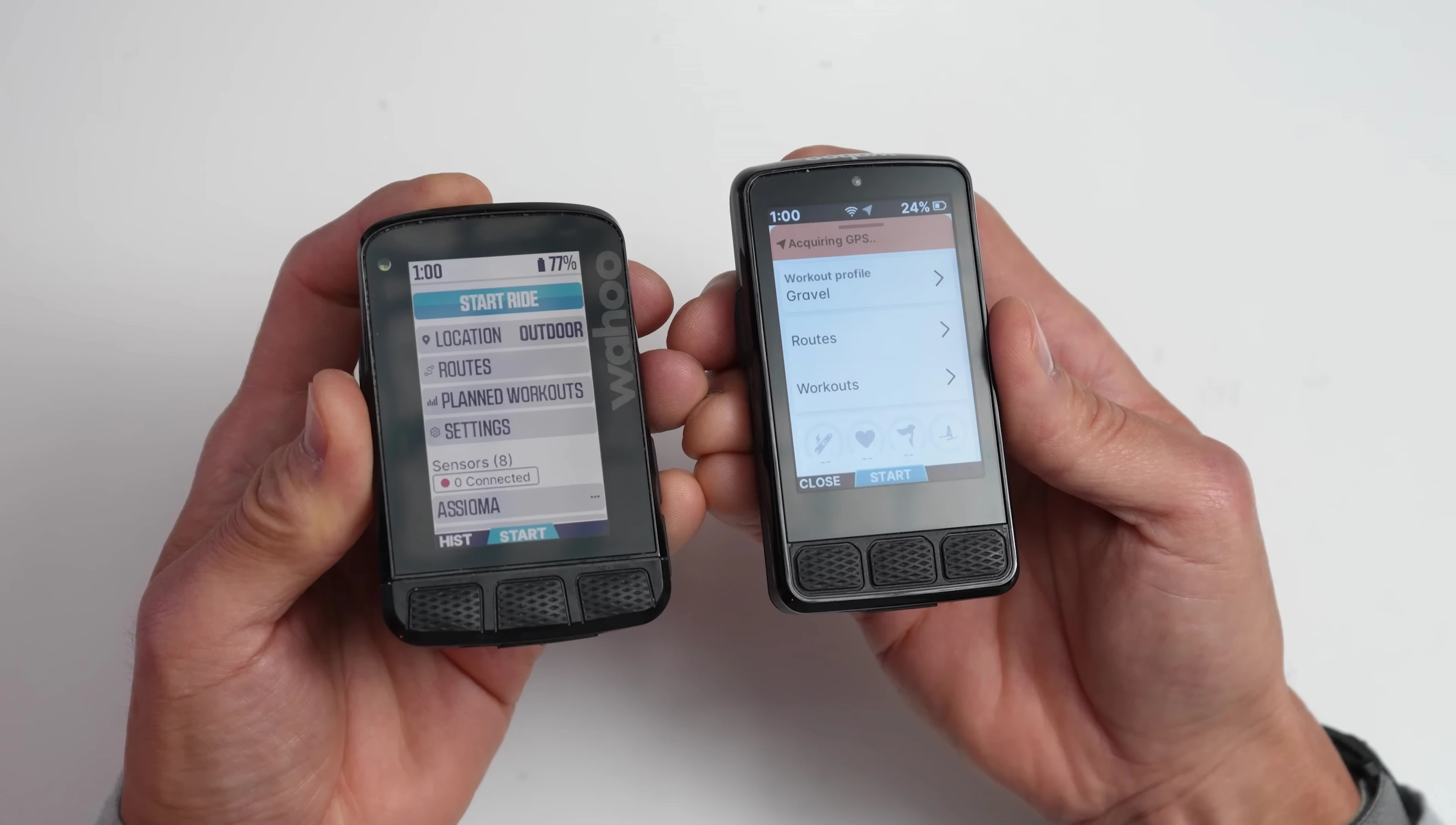 Comparison of the new and old Wahoo ELEMNT displays