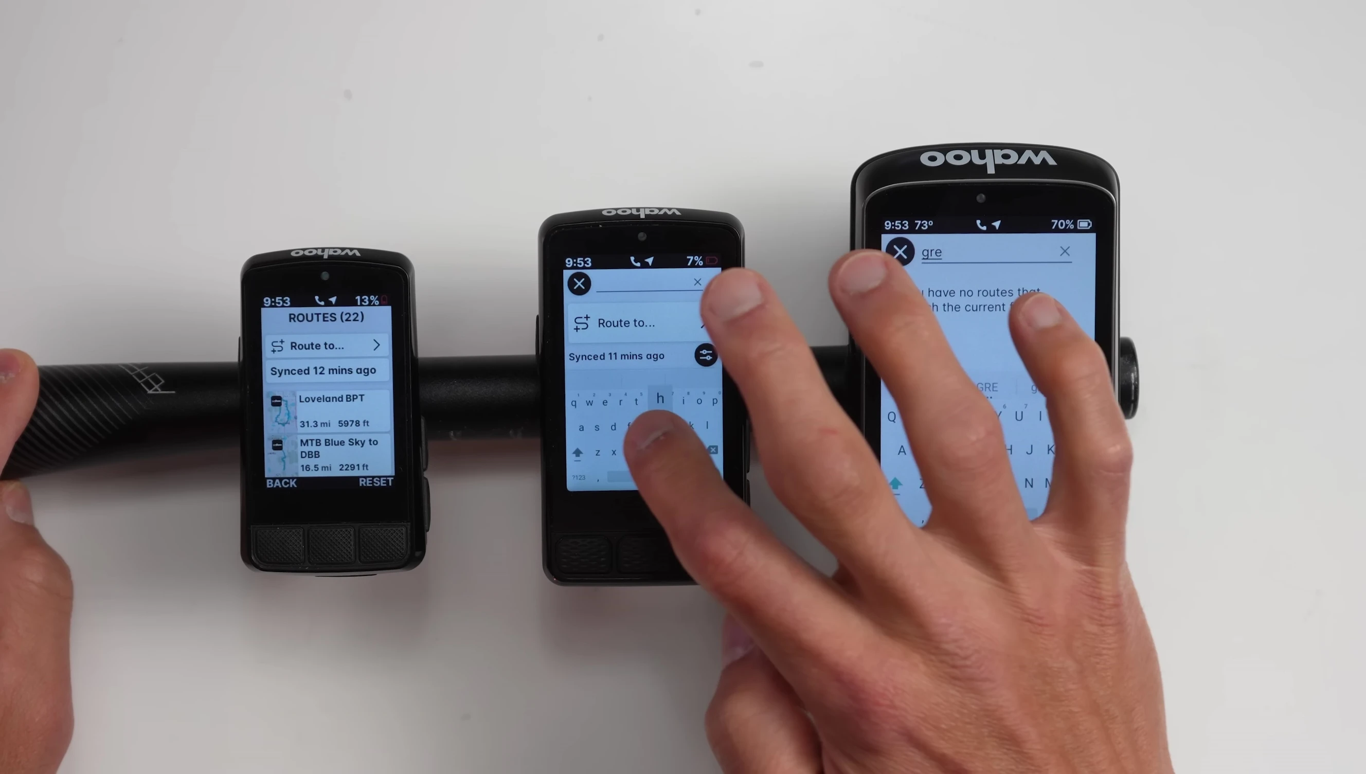 On screen keyboard for map search on Wahoo ELEMNT ROAM 3