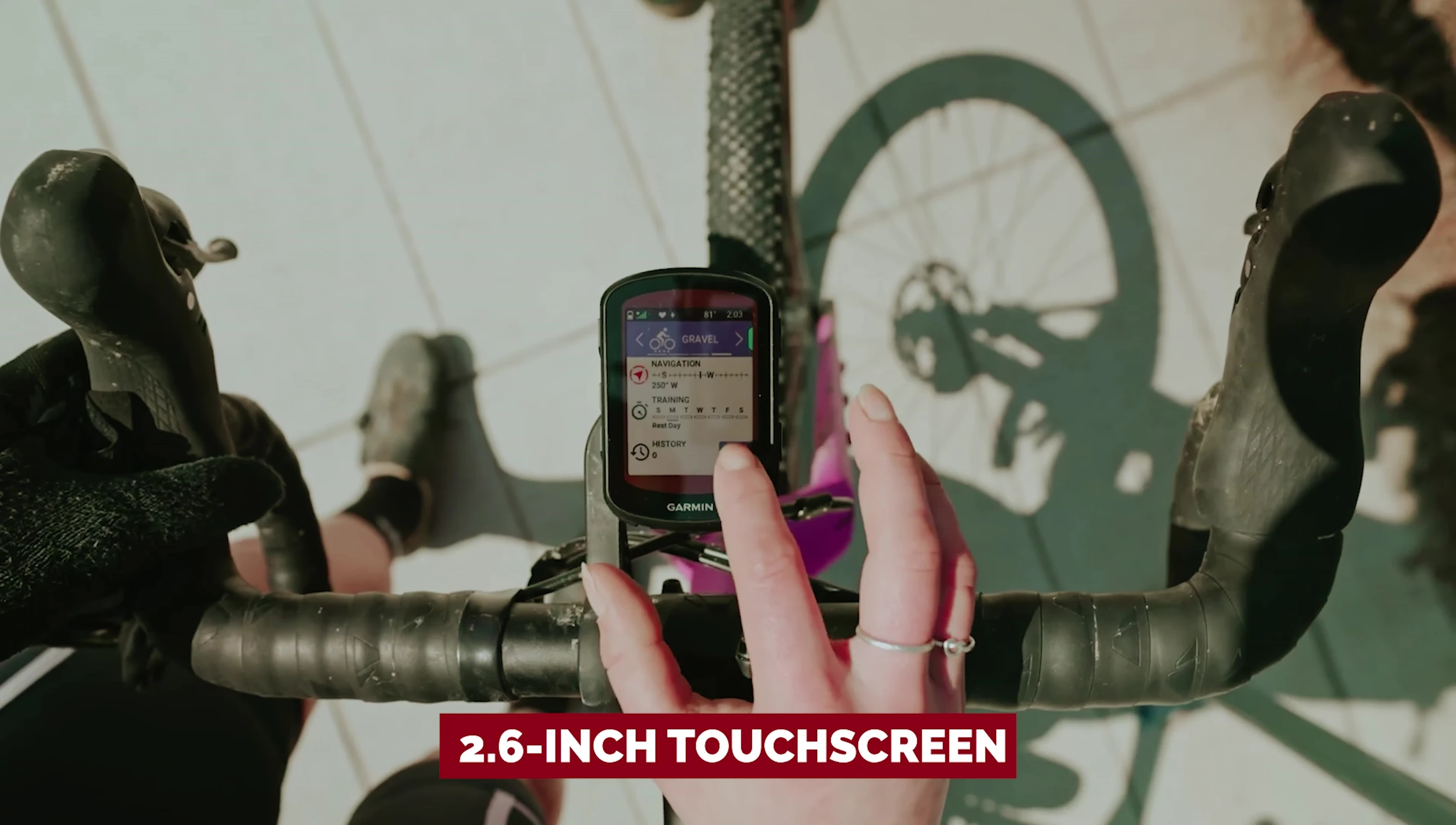 Close-up of the Garmin Edge 840's large touchscreen.