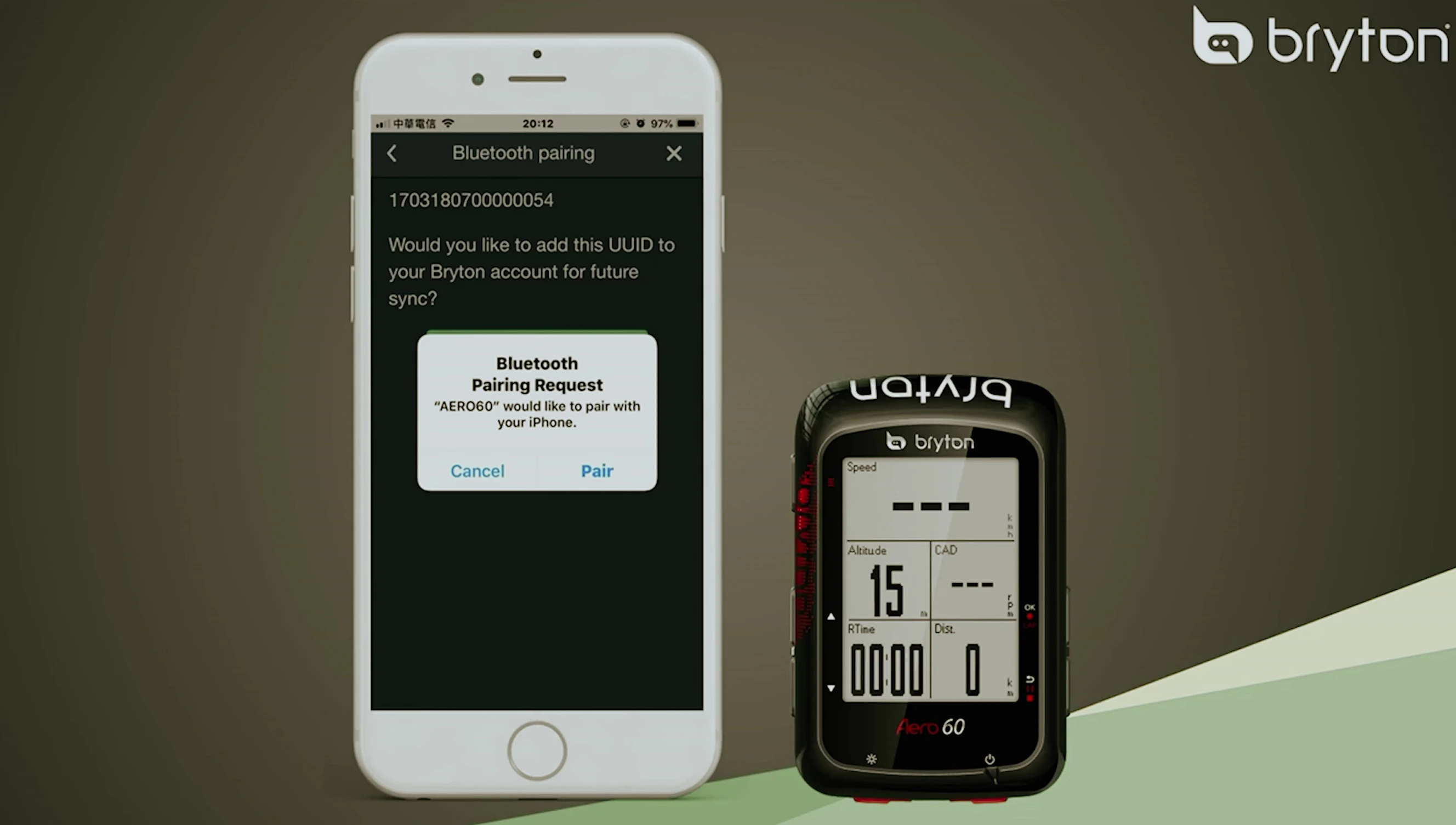 Close-up shot of the Bryton Rider 420's display showcasing its data.