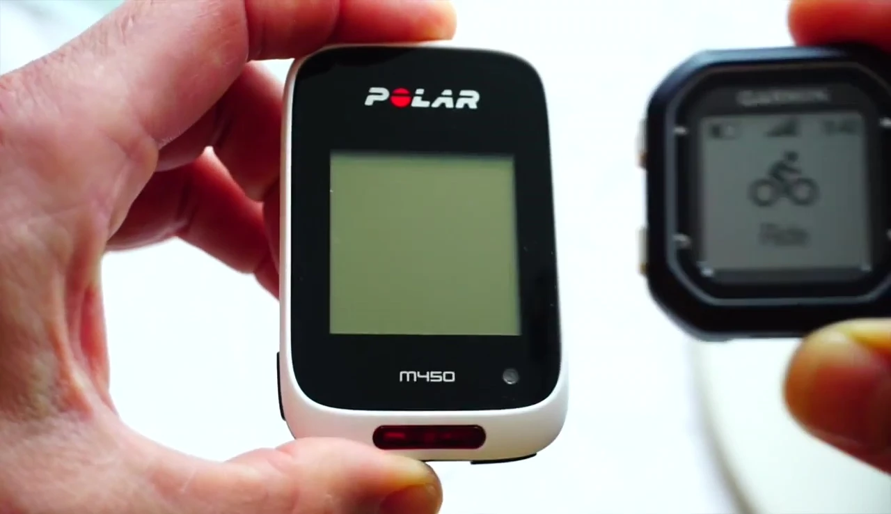 Size comparison of Garmin Edge 25, Garmin Edge 810, and Polar M450