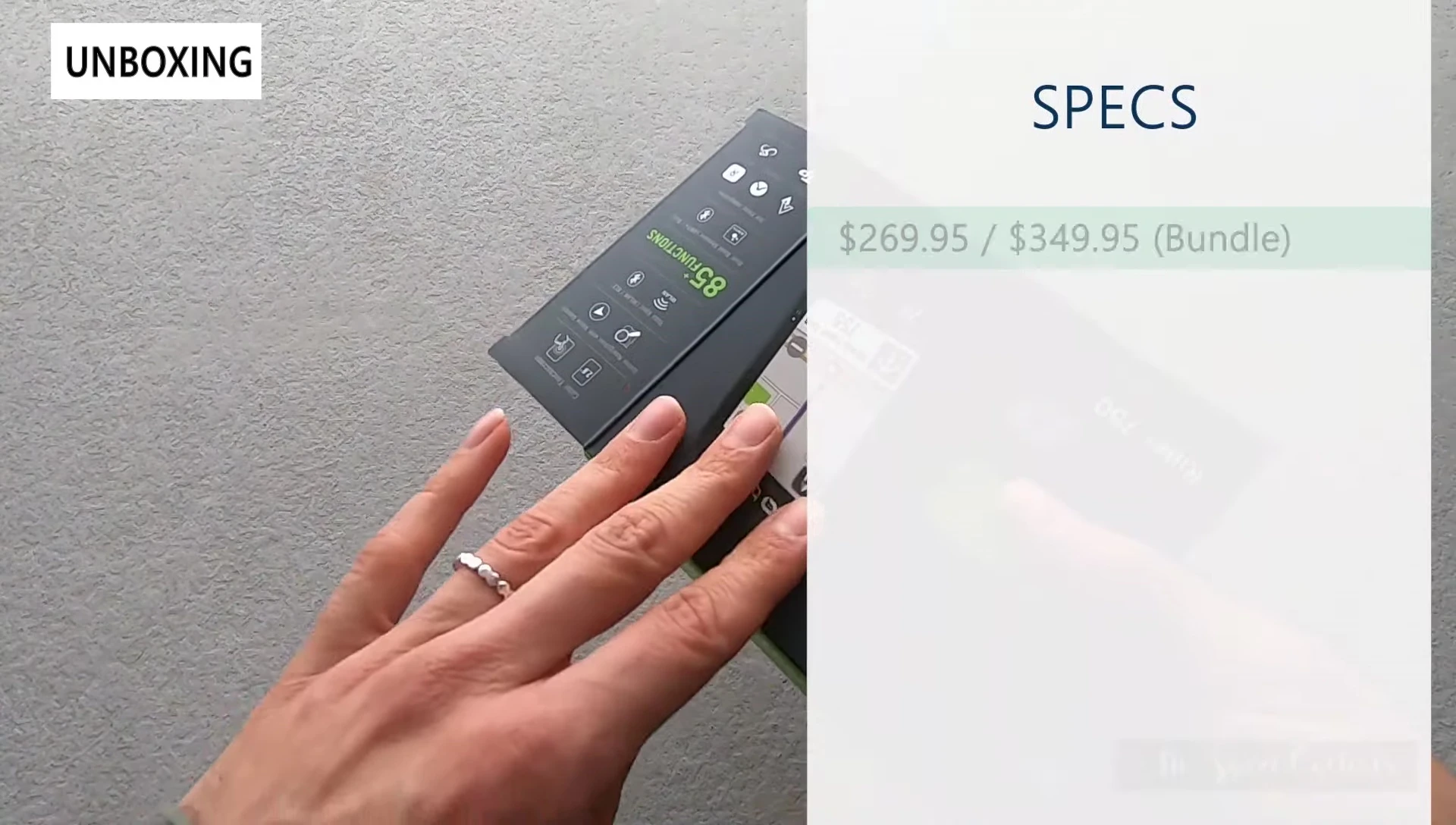 Pricing information shown on the screen