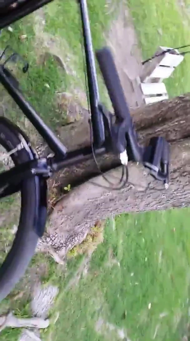 Detail shot of the rear fender bracket installation, showing the tight fit.