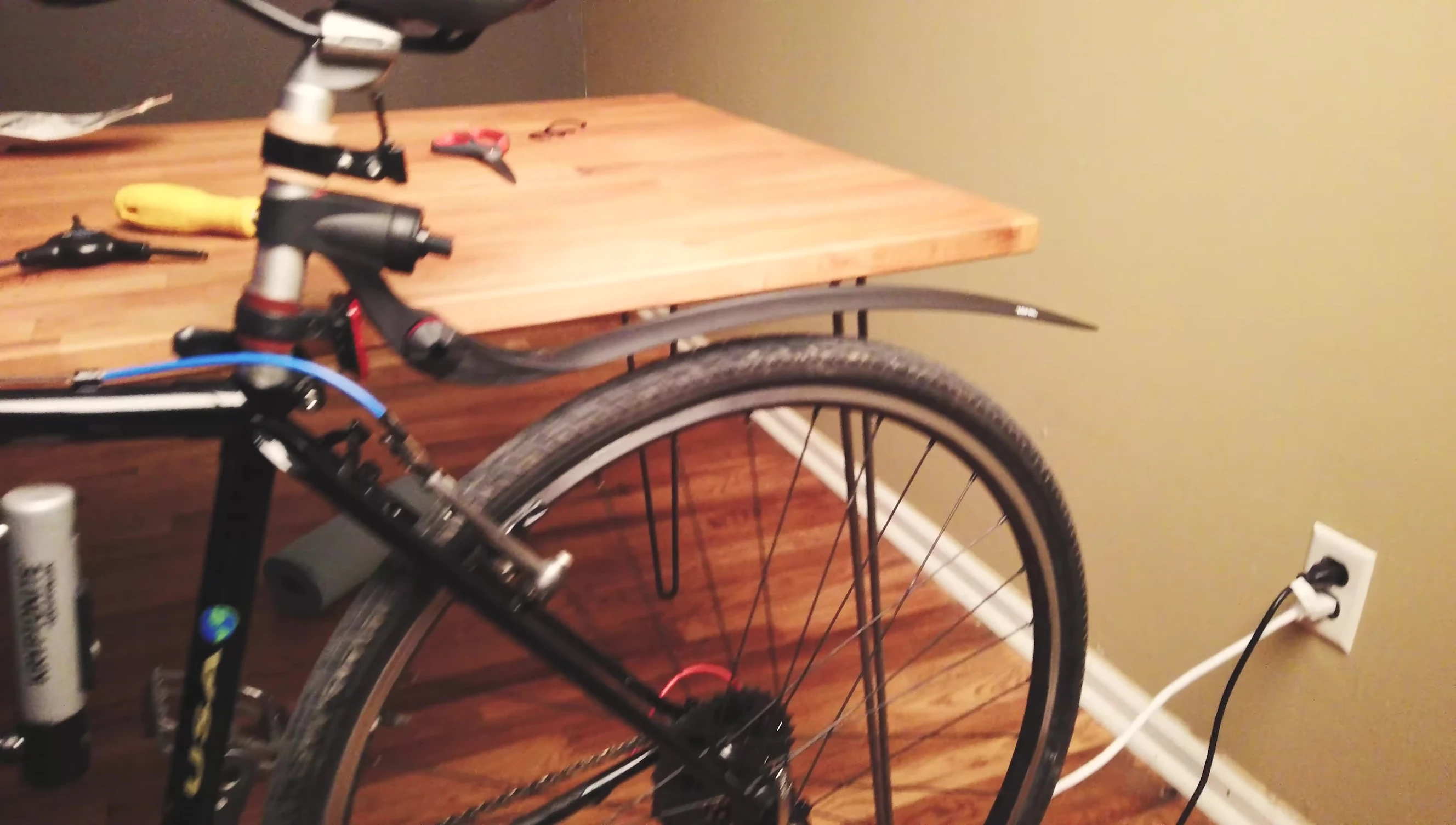 Installed rear fender on the bike