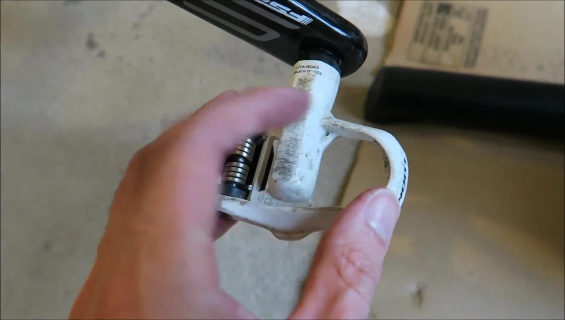 A wider shot, showing the pedals mounted on the bike.