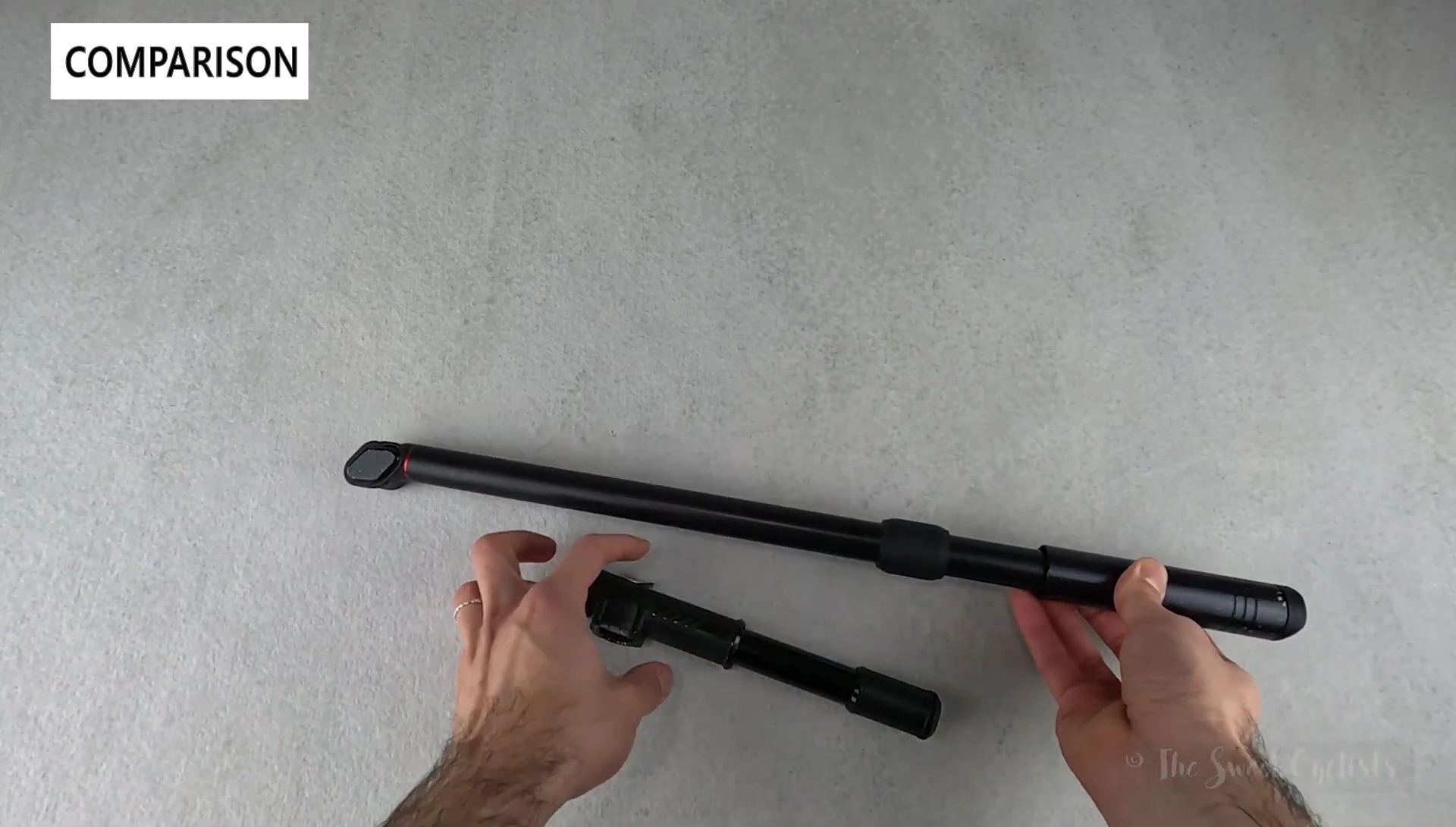 Size comparison: Topeak vs. Silca frame pump