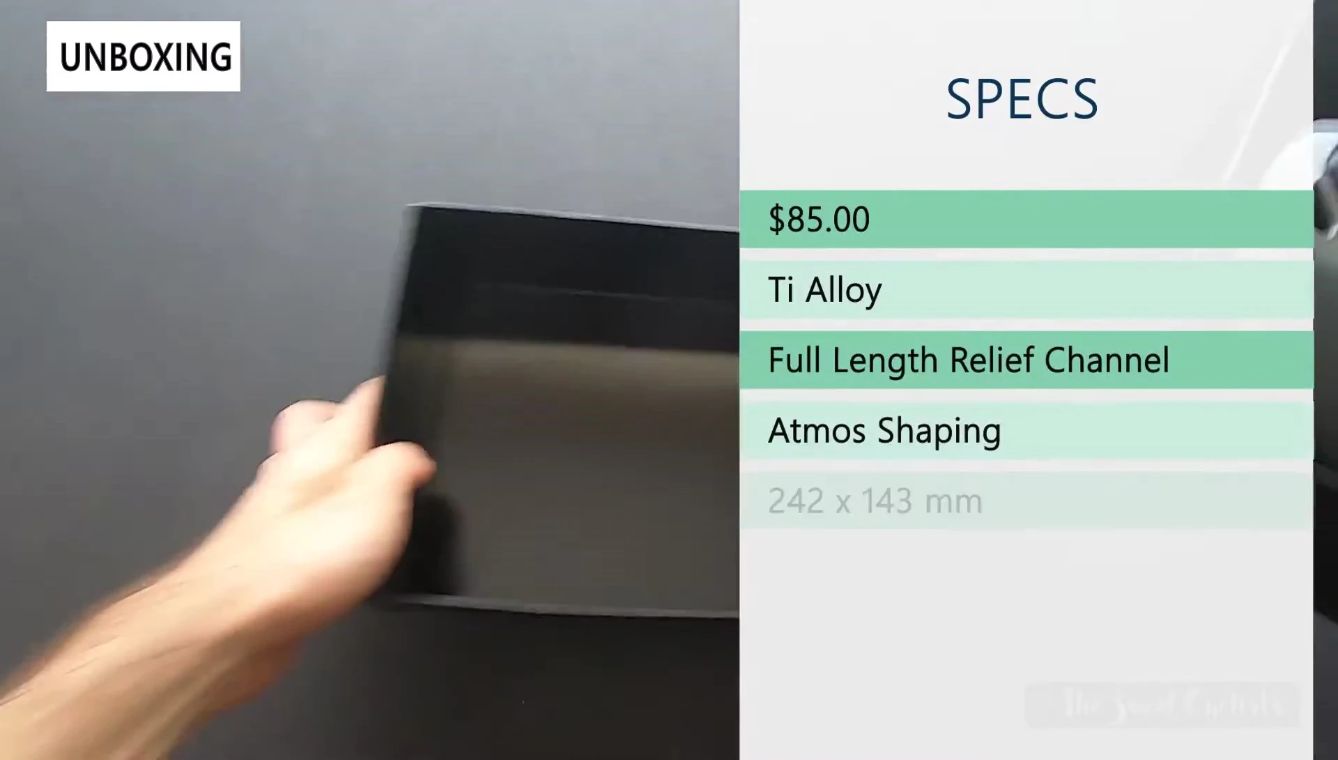 Close-up of the packaging showcasing the price and features.
