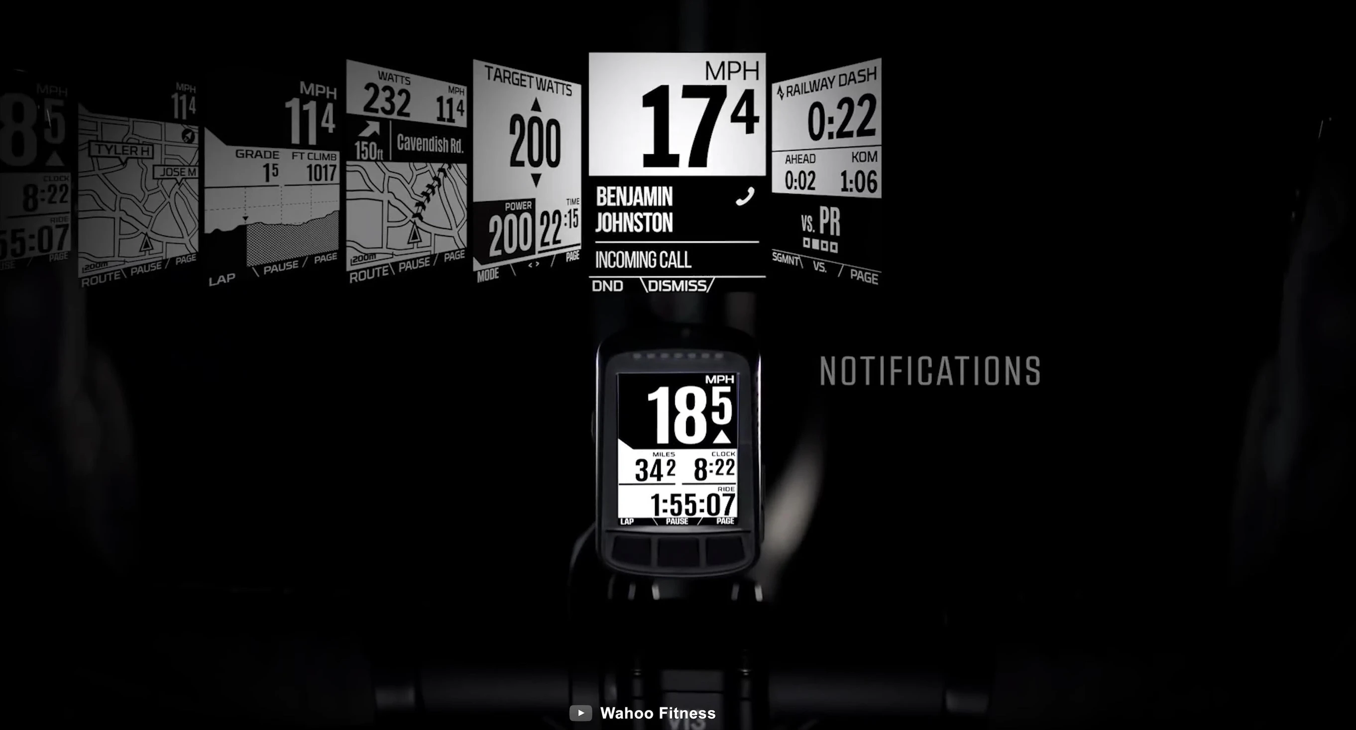 ELEMNT Bolt display showing data and map