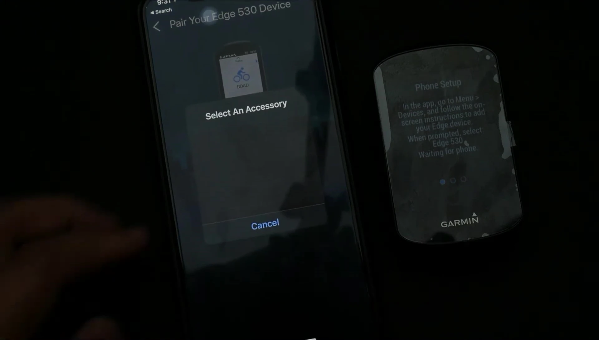 Screenshot showing the failure of the pairing attempt on the smartphone.
