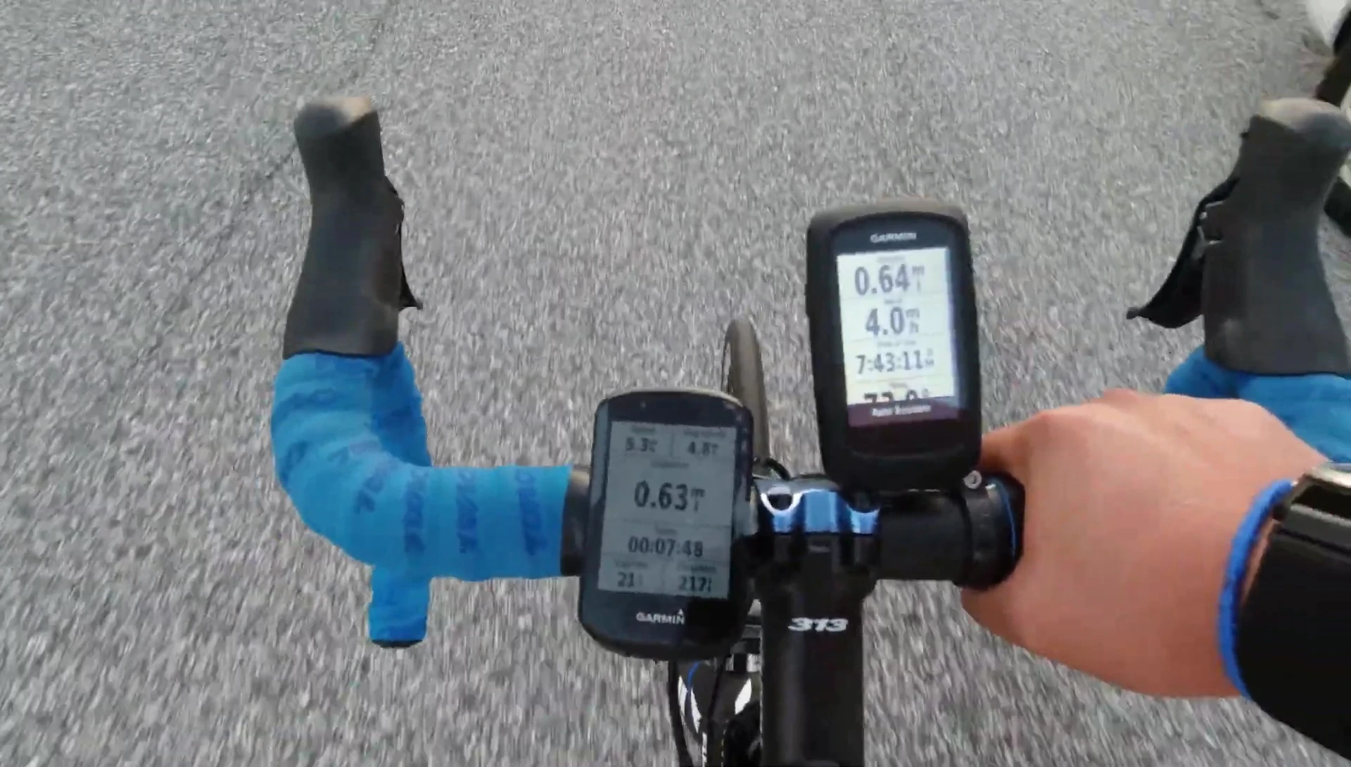 Close-up shot of the Garmin Edge 530 screen during the field test.