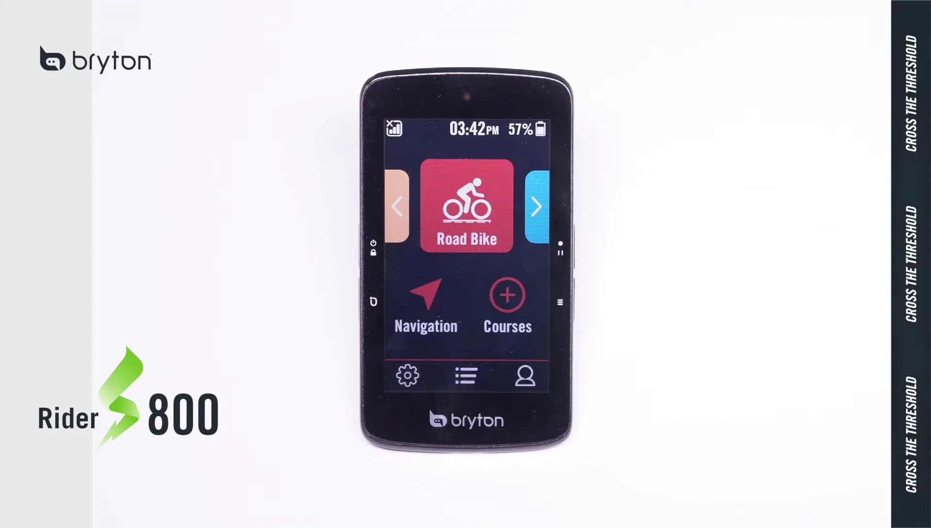 Navigation button highlighted on the Rider S800.