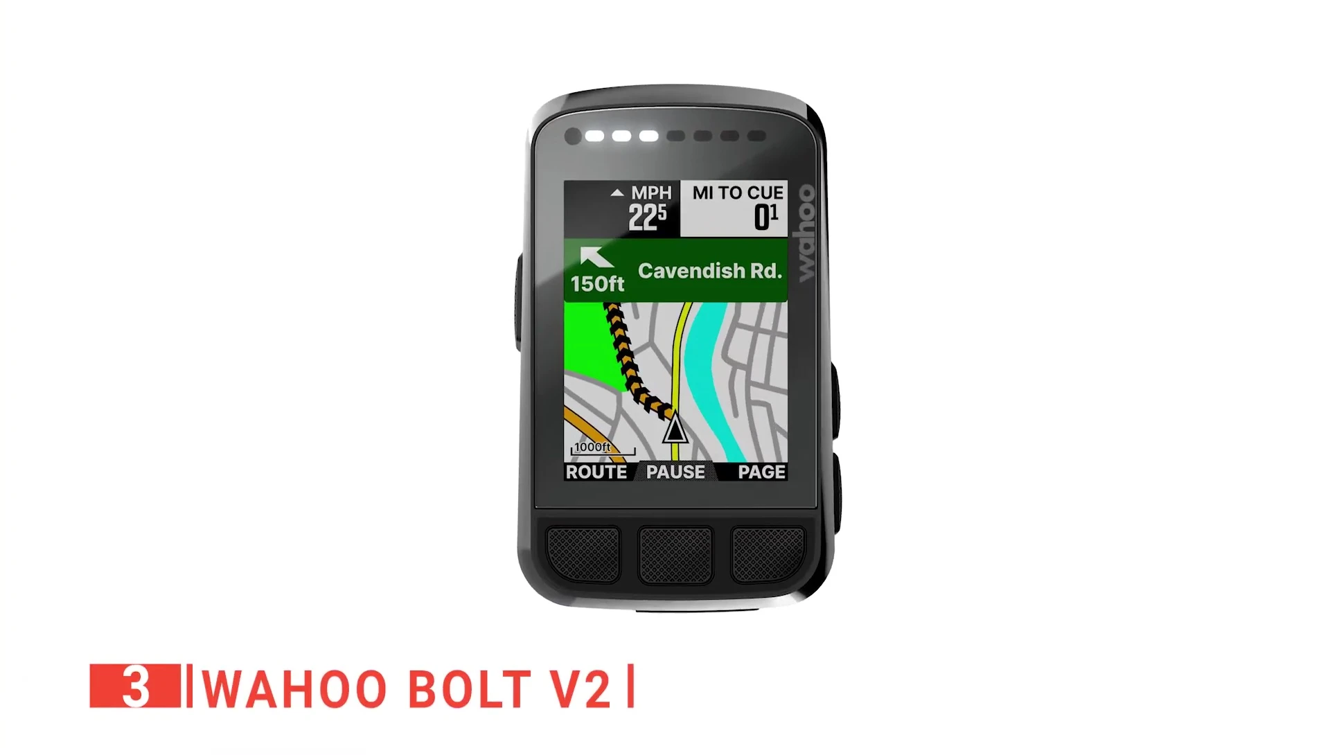 Wahoo Bolt V2 bike computer display showing a map