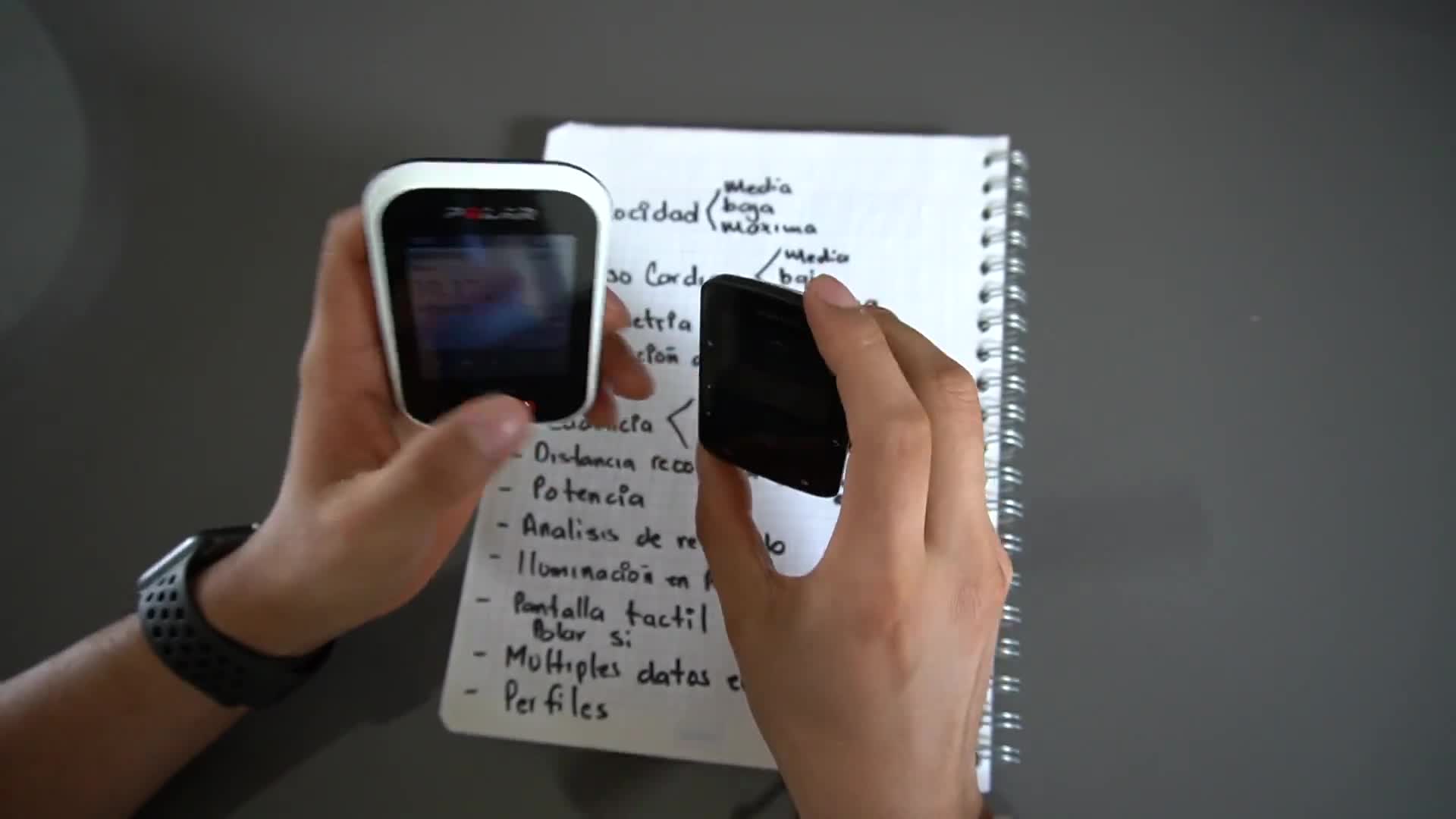 Screenshot showing a list of features common to both cycling computers.