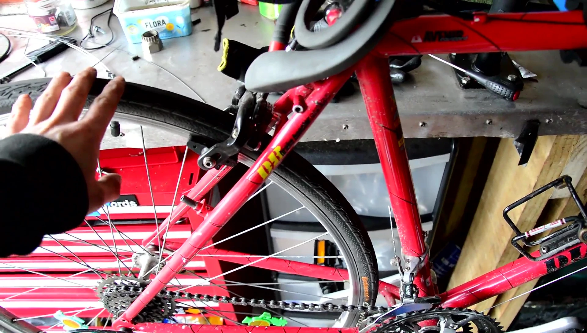 Dirt splattered on the bike