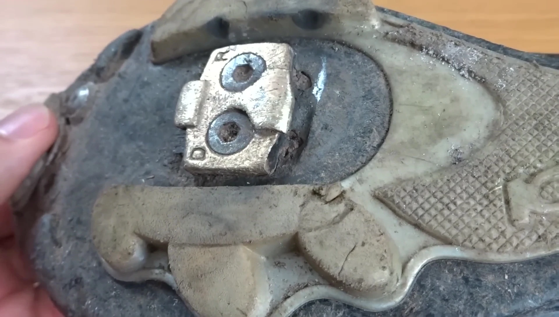 Close up of the shoe shields and their interaction with the pedals.