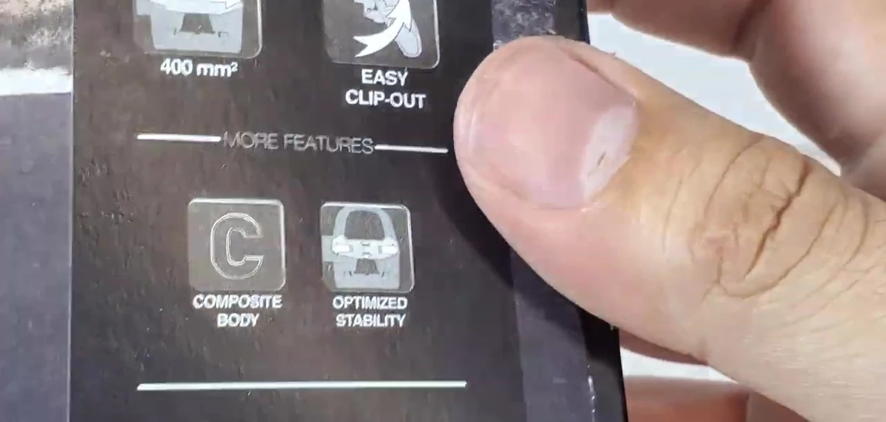 Detailed view of the pedals, emphasizing their composite body and design features.