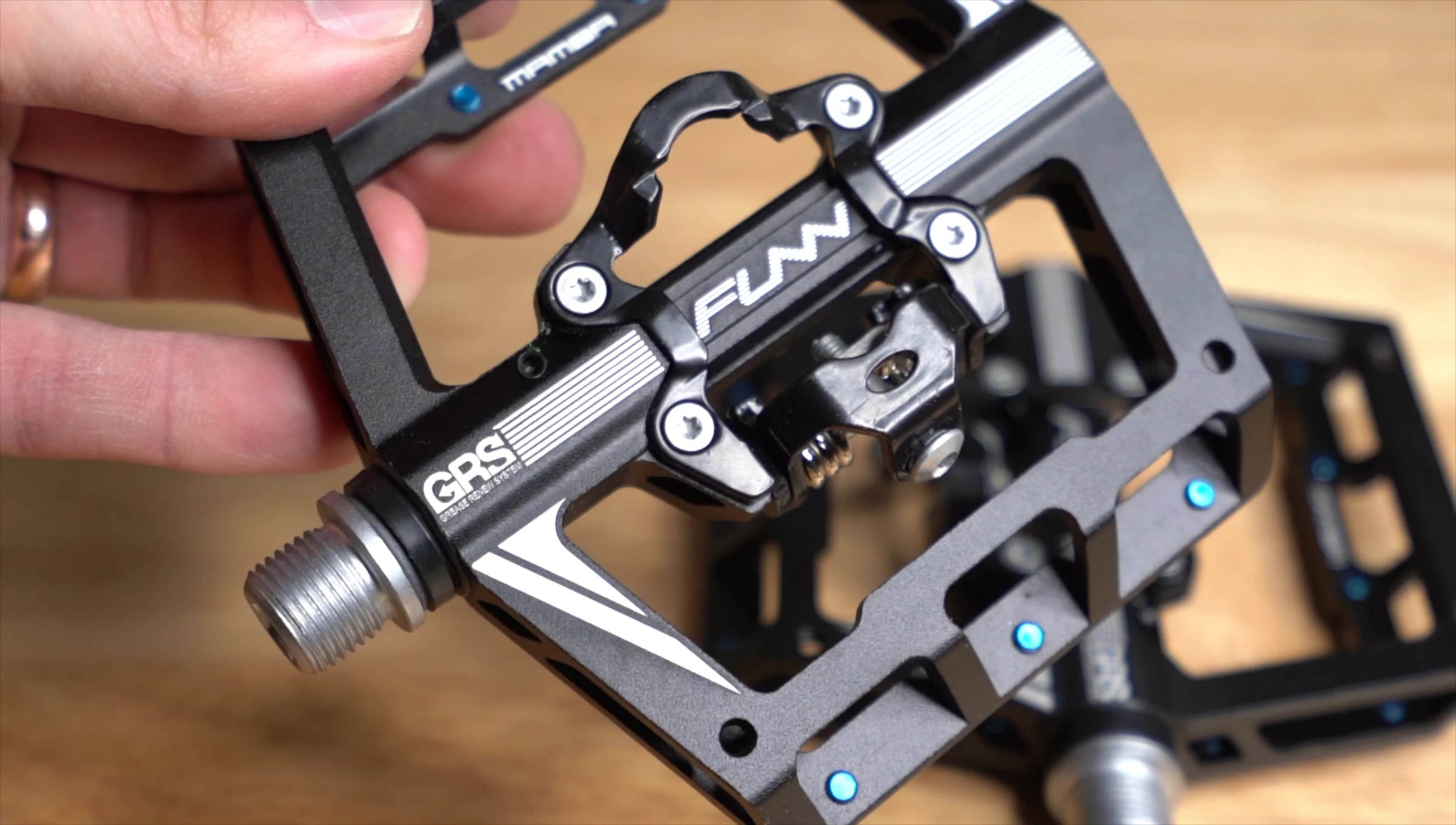 Close-up shot of the Fun Mambas pedals, showcasing the dual-sided design.