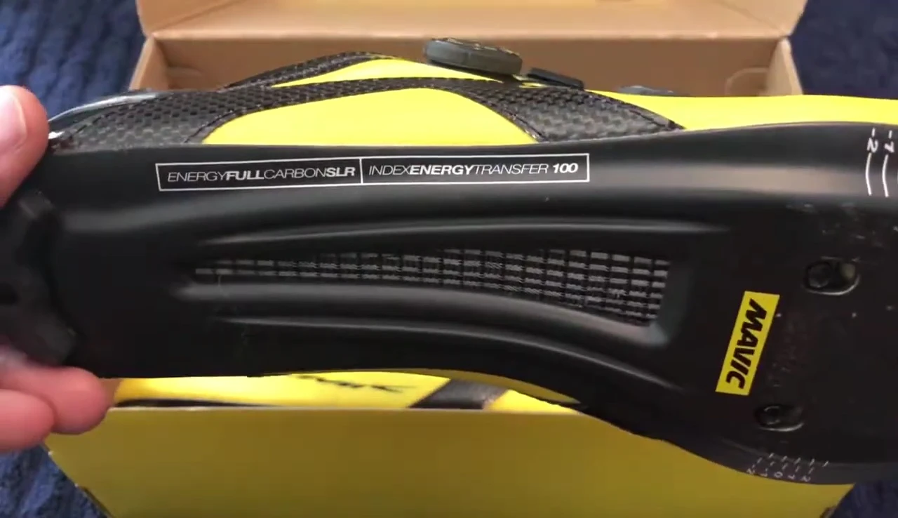 Close up of the carbon weave texture on the shoe