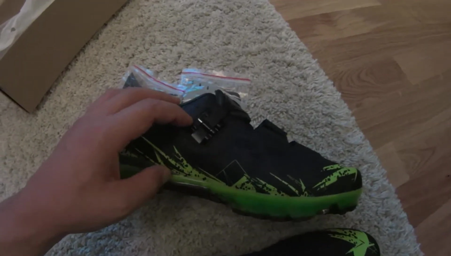 Close-up of the shoe buckle showcasing its adjustable nature.