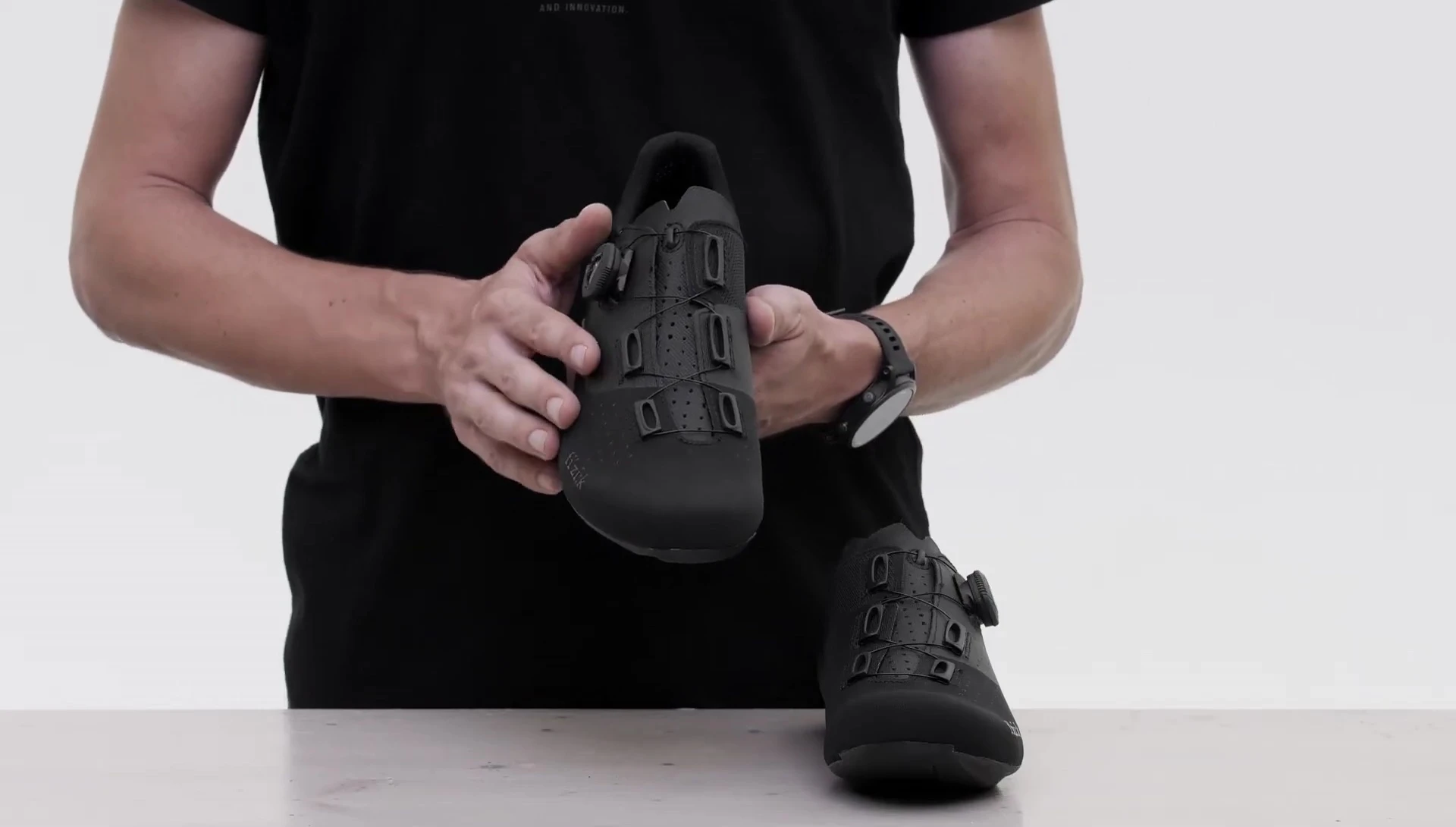 Detail of the shoe's layered construction