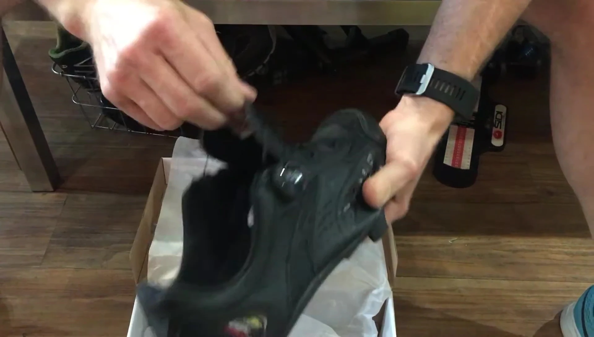 Interior view of the shoe showing the insole and ventilation