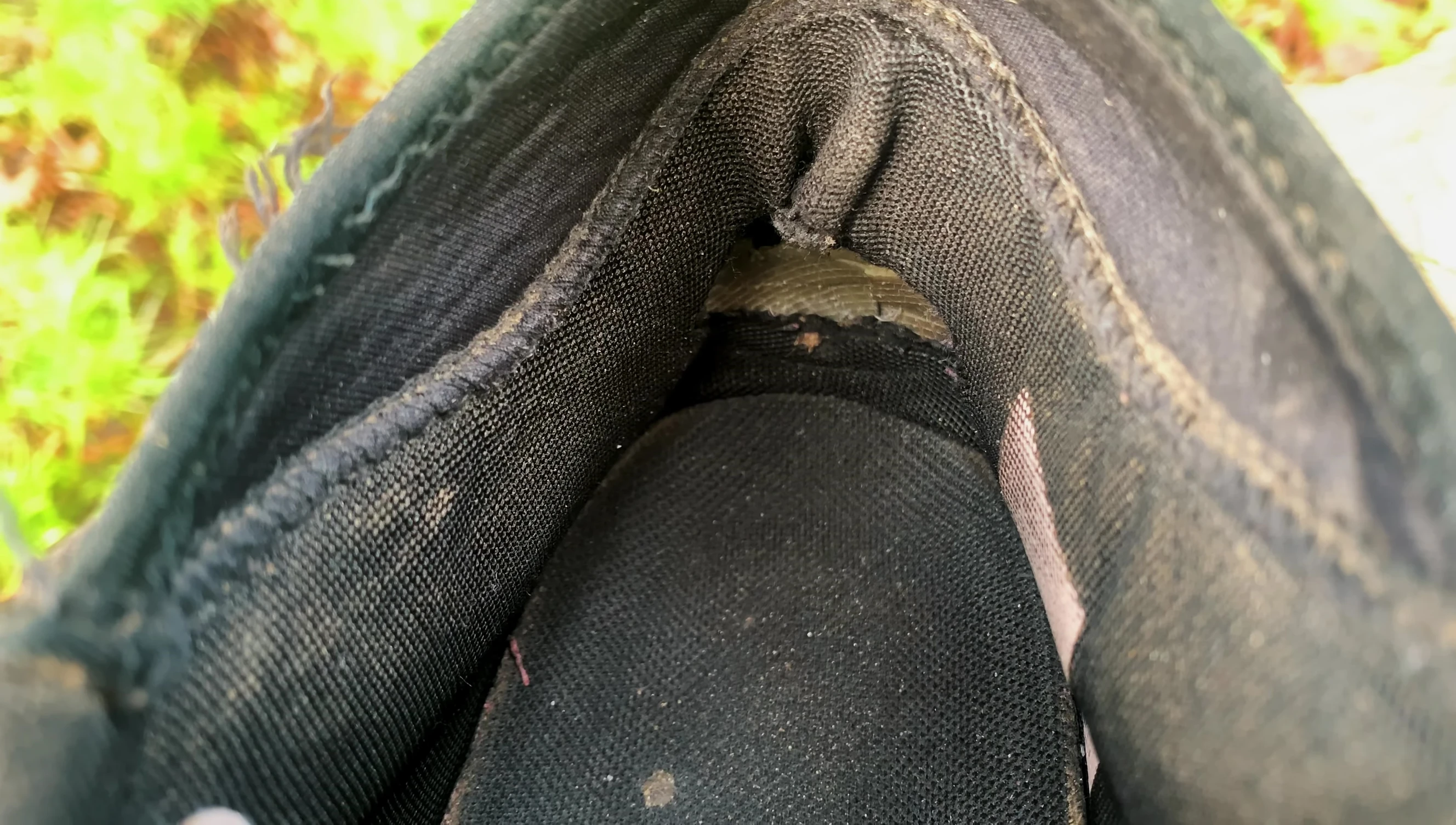 Close-up of inner shoe rubbing