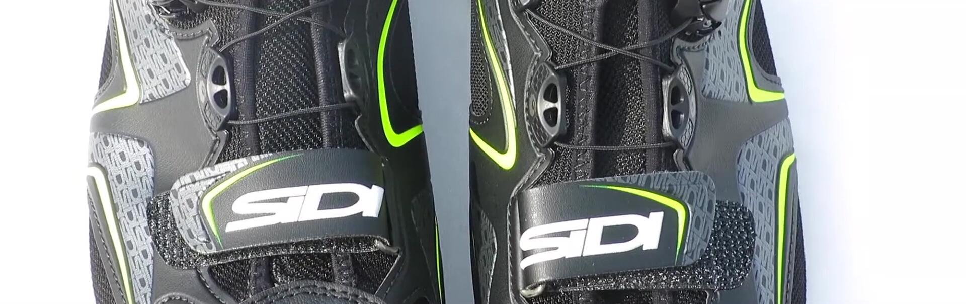 View of the Sidi Road Zero's closure system, highlighting the straps and buckle